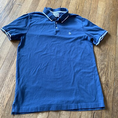 #ad Penguin By Munsingwear Men#x27;s Size L Blue Short Sleeve Polo Shirt Soft $12.99