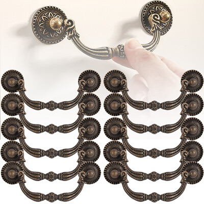 #ad 1 100Pack Drop Bail Dresser Pull Handle Drawer Pulls Knobs Rustic Antique Bronze $9.99