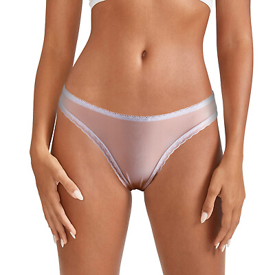 #ad US Women See Through Mesh Sheer Briefs Low Rise Underwear Lingerie Cheeky Bikini $5.99