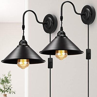 #ad Plug In Wall Sconces Vintage Plug In Wall Lamp Set Of 2 With On off Switch Metal $39.88