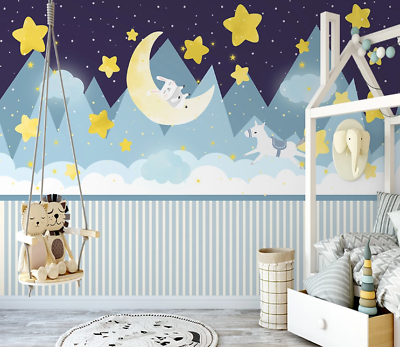 #ad 3D Mountain Starry Sky Wallpaper Wall Mural Removable Self adhesive 818 AU $299.99