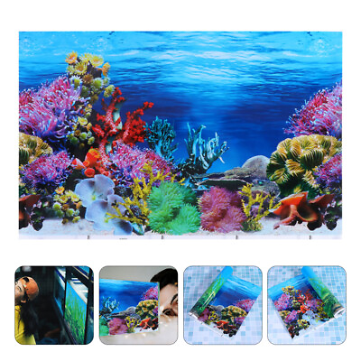 #ad Fish Tank Mural Aquarium Wall Sticker Decor Background Paper Ocean $8.48