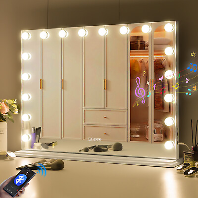 #ad FENCHILIN Bluetooth Hollywood Vanity Mirror with Lights 32x23#x27;#x27; for Makeup Metal $159.99
