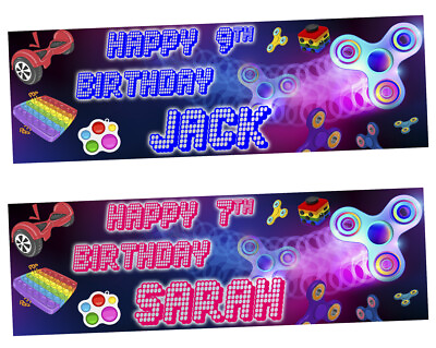 #ad Personalised birthday banner spinner toy popper fidget kids children boy girl GBP 17.99
