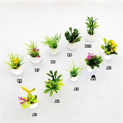 #ad 10PC 1:12 Scale Dollhouse Miniature Potted Flowers Pot Plant Garden Accessories $8.79