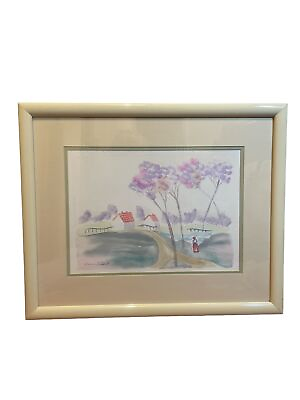 #ad Diann Powel signed framed water painting landscape print H17.5 L21.5 $155.99