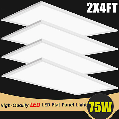 #ad 2x4 LED Troffer Panel Light 4Pack 75Watt 5000K White Drop Ceiling Lamp Dimmable $180.00