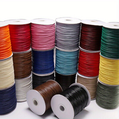 #ad 5m 196in 0.5 2.0MM Waxed Cotton Cord Waxed Thread String Strap Necklace Rope $0.99