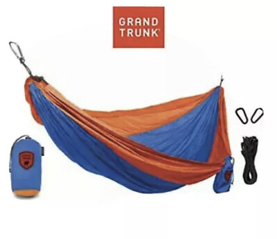 #ad Grand Trunk Double Parachute Hammock Camping Nylon Blue Orange 2 person New $39.99