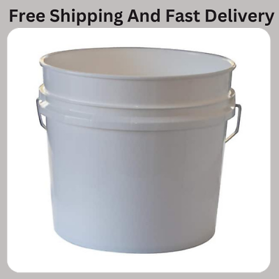 #ad 10 Pack 3.5 Gallon Plastic Pails Heavy Duty White Paint Buckets Metal Handle New $35.99