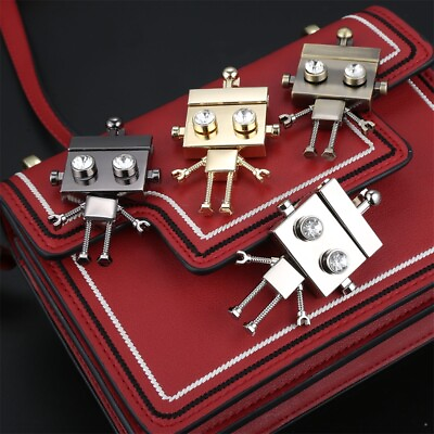 #ad Robot Shape Turn Lock Handbag Purse Snap Clasp Closure Lock Leather Bag 4 Color $4.94