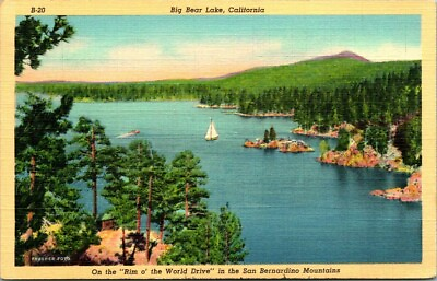 #ad Postcard Big Bear Lake Cal in the San Bernardino Mountains $17.50
