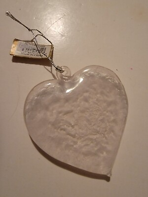 #ad Roman Inc Glass Heart Ornament Clear Hanger Hanging Decor $10.14