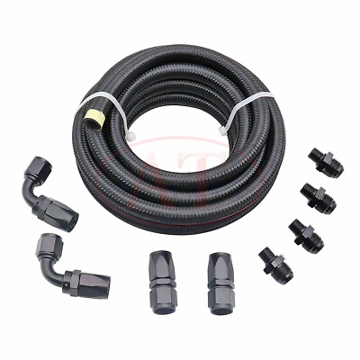 #ad Fits Automatic Transmission Dodge 47RE Cooler Line Kit 8 AN Black Steel Braided $104.99