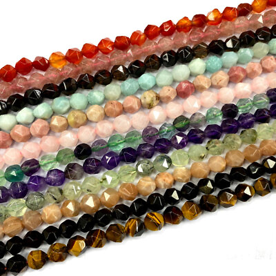 #ad Natural Gemstone Fluorite Faceted Round Spacer Loose Bead For Jewelry Making DIY $10.09