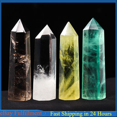 #ad Natural Quartz Crystal Point Wand Hexagonal Stone Tower Obelisk Healing Reiki US $9.11