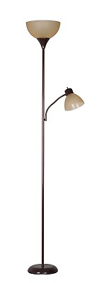 #ad 72quot; Modern Light Combo Floor Lamp For Room With Adjustable Reading Led Brown New $20.99