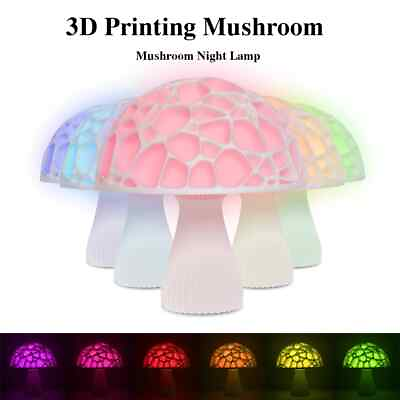 #ad Mushroom Lamp Night Light 3D 16 Colors Colorful Rechargeable Romantic Decoration $169.65