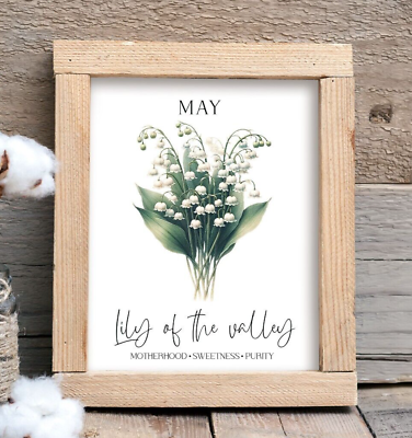#ad Birth Month Flower Art Print May Lily of the Valley Wall Decor Print Home Decor $9.99