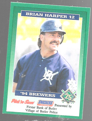 #ad 1994 Milwaukee Brewers Butler Police Brian Harper 12 Pick N Save Baseball Card $3.00