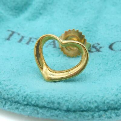 #ad Tiffany Yellow Gold Open Heart Earrings K18 Hd24 $200.45