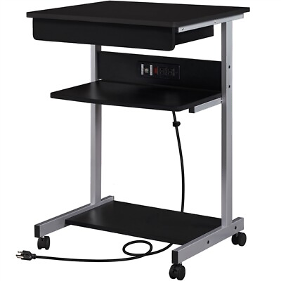 #ad Mobile Compact Computer Table w Power Outlet Home Office Desk for Small Spaces $68.99