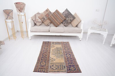 #ad Turkish Vintage Small Rug Handmade Doormat Rug Carpet Antique Area Rug 3x4 524 $35.60