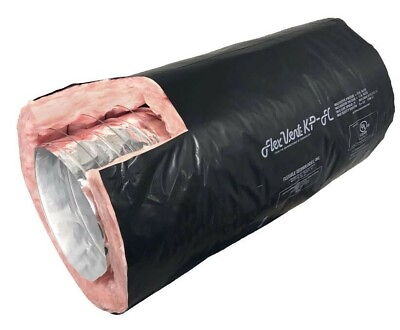 #ad 6 in x 25 Ft Insulated Flexible Round Flex Duct Tube R6 AC Heating Black Venting $76.77