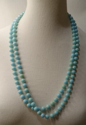 #ad Light Blue Beaded Necklace 30quot; $10.00