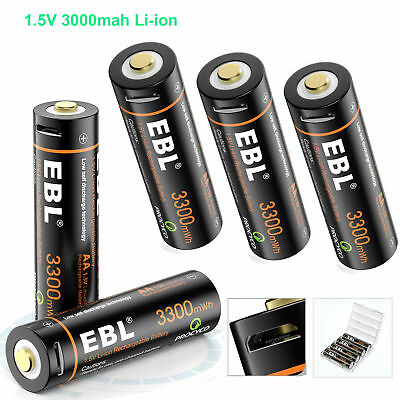 #ad Lot 1.5V AA Rechargeable Battery 3300mwh 1.5V Li ion Batteries USB Cable $19.99