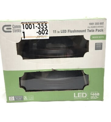 #ad Commercial Electric 11 in. 100 Watt Equiv Oil Rubbed Bronze LED Flush Mount 2 Pk $35.00