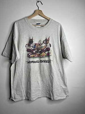 #ad Vintage Dog Comedy Short Sleeve T Shirt Men’s Size XL Gray $9.59