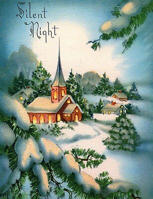 #ad Silent Night Christmas Scene Reproduction Image POSTCARD $4.99