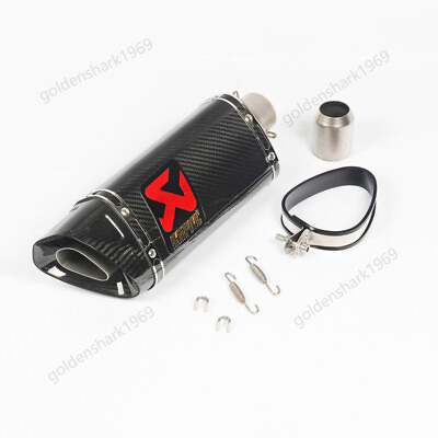 #ad Universal 51mm Exhaust Tail Pipe Motorcycle Real Carbon Fiber Muffler Silencers $214.32