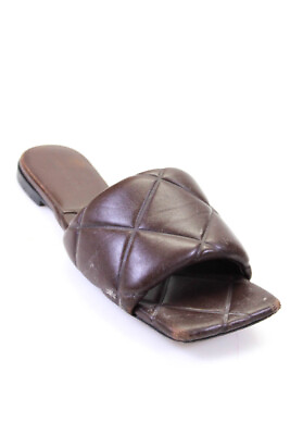 #ad Bottega Veneta Womens Lido Quilted Leather Flat Slides Sandals Brown Size 38 8 $253.01