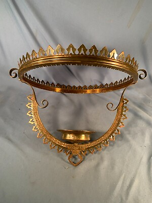 #ad Antique Victorian Hanging Oil Lamp Brass Ornate Matching Frame Parts Restoration $75.00