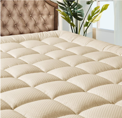#ad Bedding Quilted Fitted Queen Mattress Pad Cooling Breathable Beige 8quot; 21quot; Deep $29.99