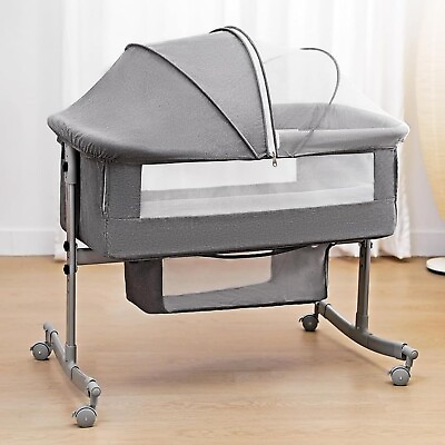 #ad Bedside Crib for Baby 3 in 1 Bassinet with Large Curvature Cradle Sleeper $59.99