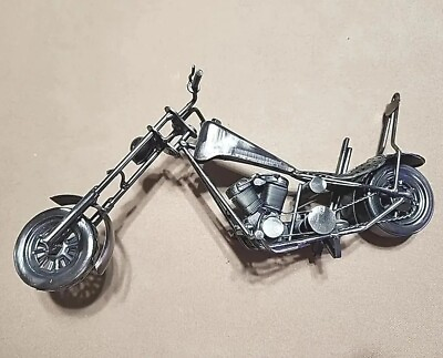 #ad GREAT COND. 13quot; Handmade Motorcycle Metal Sculpture Collectible Shelf Desk $19.00