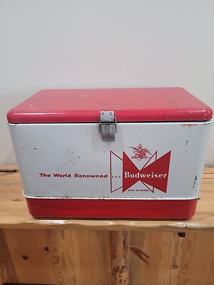 #ad Vintage Metal Budweiser Cooler Ice Box Galvanized Interior $499.99