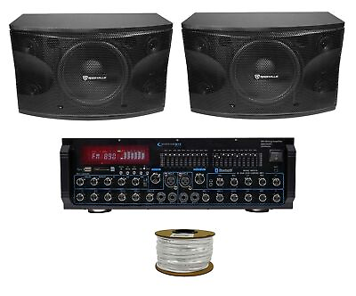 #ad Pair Rockville KPS12 12quot; 3 Way 1600w Karaoke SpeakersBluetooth Amplifier Mixer $484.85