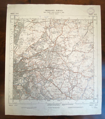 #ad OS Map Sheet ST67 West BRISTOL Area Provisional First Edition 1951 OS Map M221 GBP 18.47