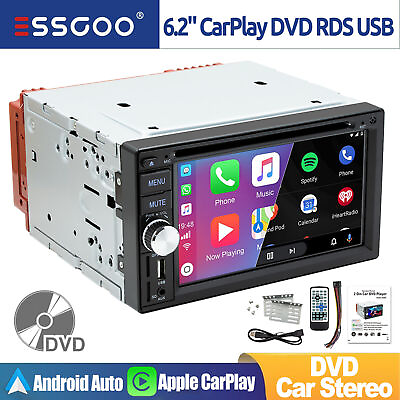 #ad 6.2quot; 2 DIN Carplay Android Auto CD DVD Car Stereo Bluetooth AUX Touch Screen FM $101.99