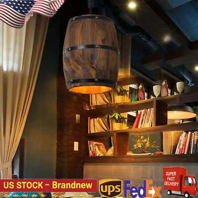 #ad Retro Ceiling Pendant Lamp Wood Hanging Fixture Pendants Light Antique Chandelie $53.76