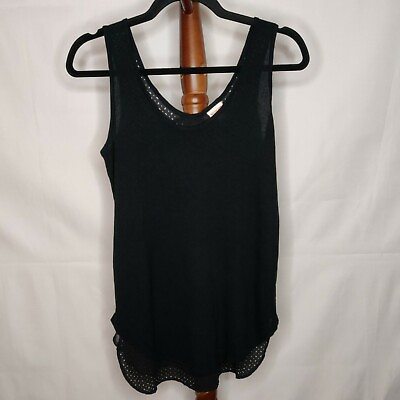 #ad Merona women#x27;s size XS lined tank top black color scoop neck sheer in back $19.95