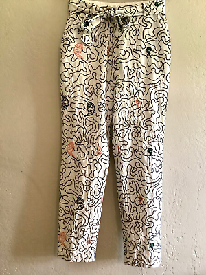 #ad Anthropologie Seen Worn Kept Whimsy Embroidered Ankle Pants Size XSMALL NWT $24.99