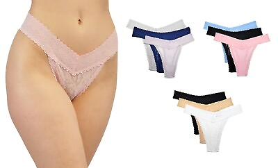 #ad 3 Pack Women#x27;s Stretch Floral Lace Thong Panties $40.00