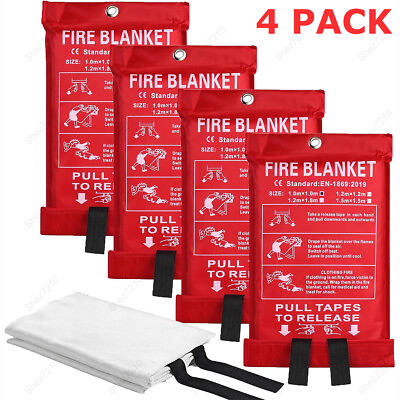 #ad 4 PACK FIRE BLANKET Fiberglass Hero Emergency Home Retardant Prepared 39#x27;#x27;x39#x27;#x27; $19.49