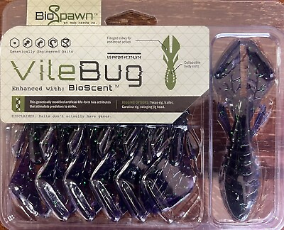 #ad Biospawn Vile Bug 4” Junebug 7 Pk 6 Pack Lot Soft Plastics Fishing Bass $10.00