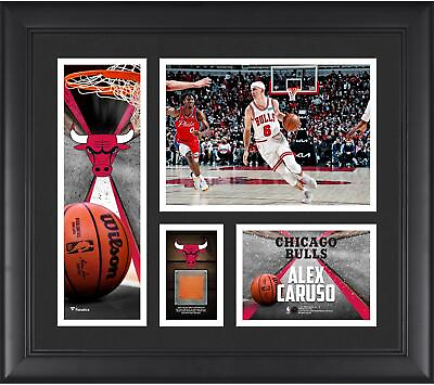 #ad Alex Caruso Chicago Bulls FRMD 15quot; x 17quot; Collage with a Piece of Team Used Ball $79.99